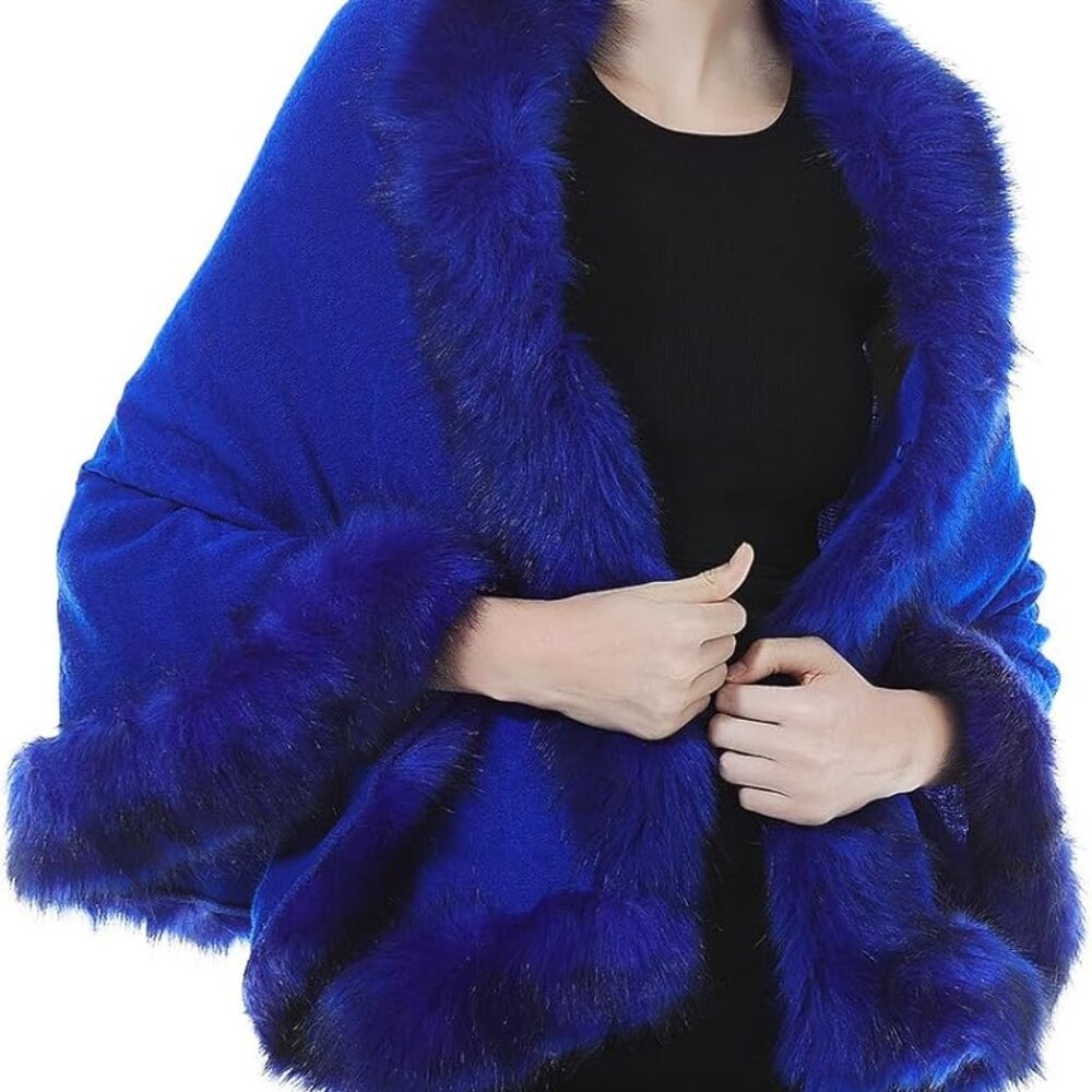 Faux Fur Shawl Wrap Stole Shrug Bridal Winter Wedding with Hook